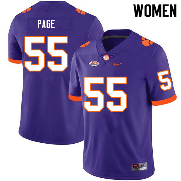 Women #55 Payton Page Clemson Tigers College Football Jerseys Sale-Purple